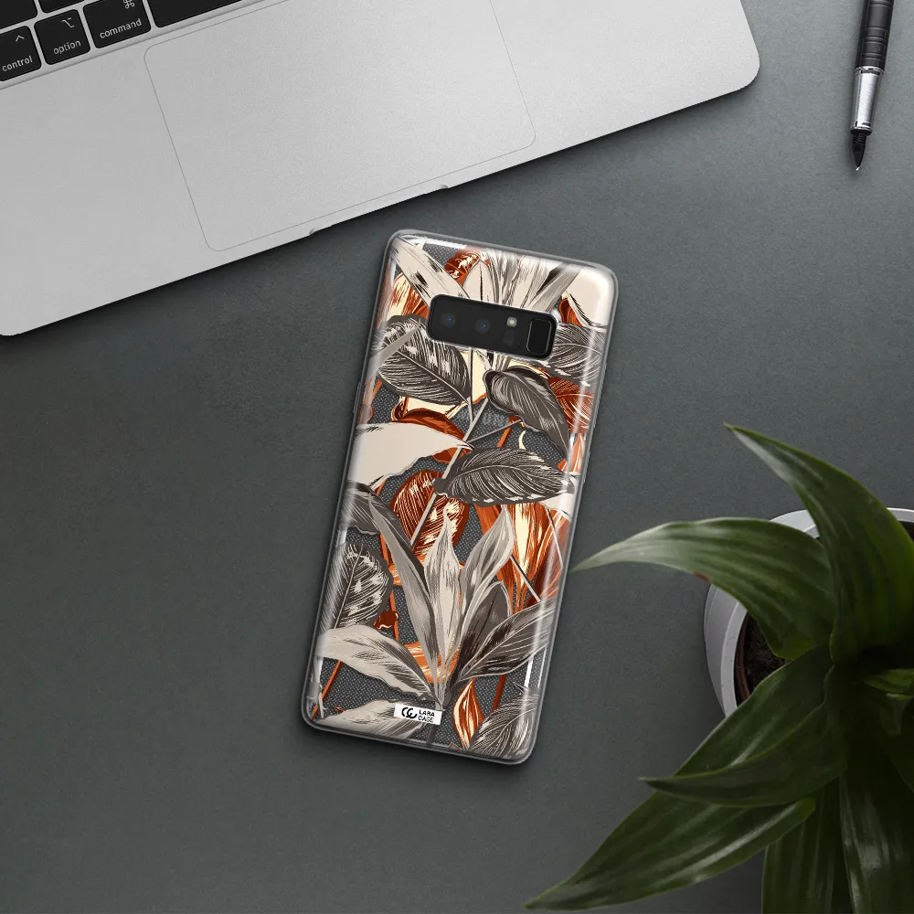 Brown Tropical Leaves Samsung Note 8 Clear TPU Case