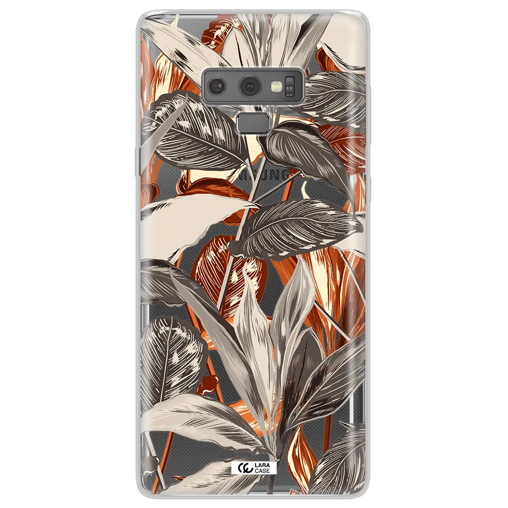 Brown Tropical Leaves Samsung Note 9 Clear TPU Case