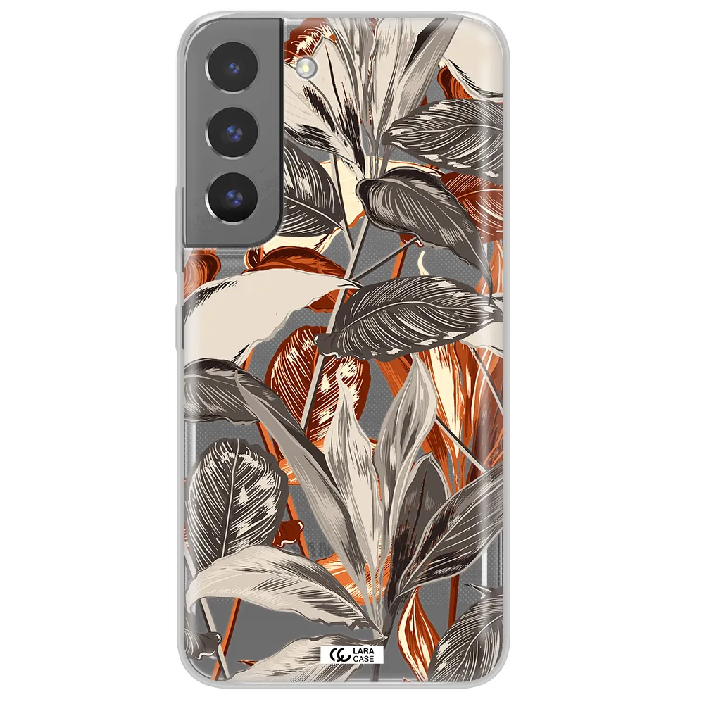 Brown Tropical Leaves Samsung S 22 Plus Clear TPU Case