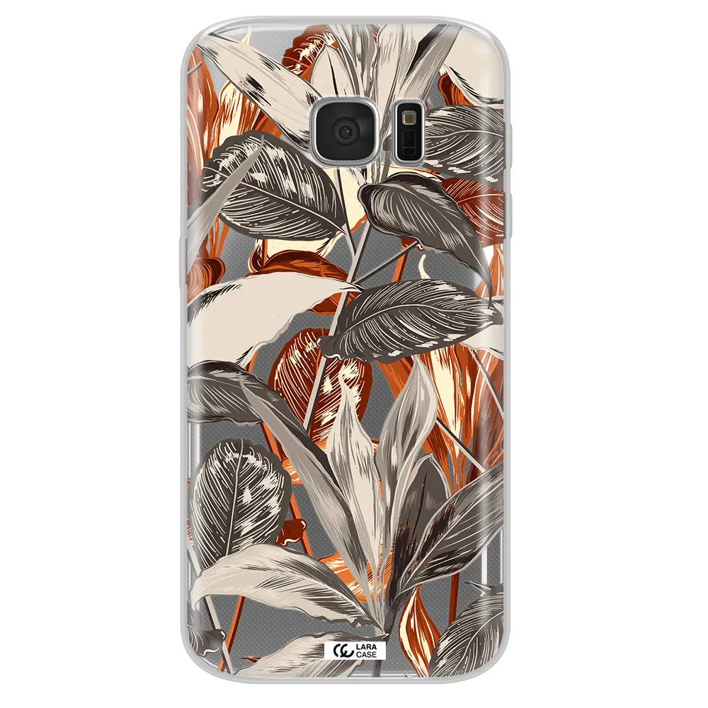 Brown Tropical Leaves Samsung S 7 Clear TPU Case