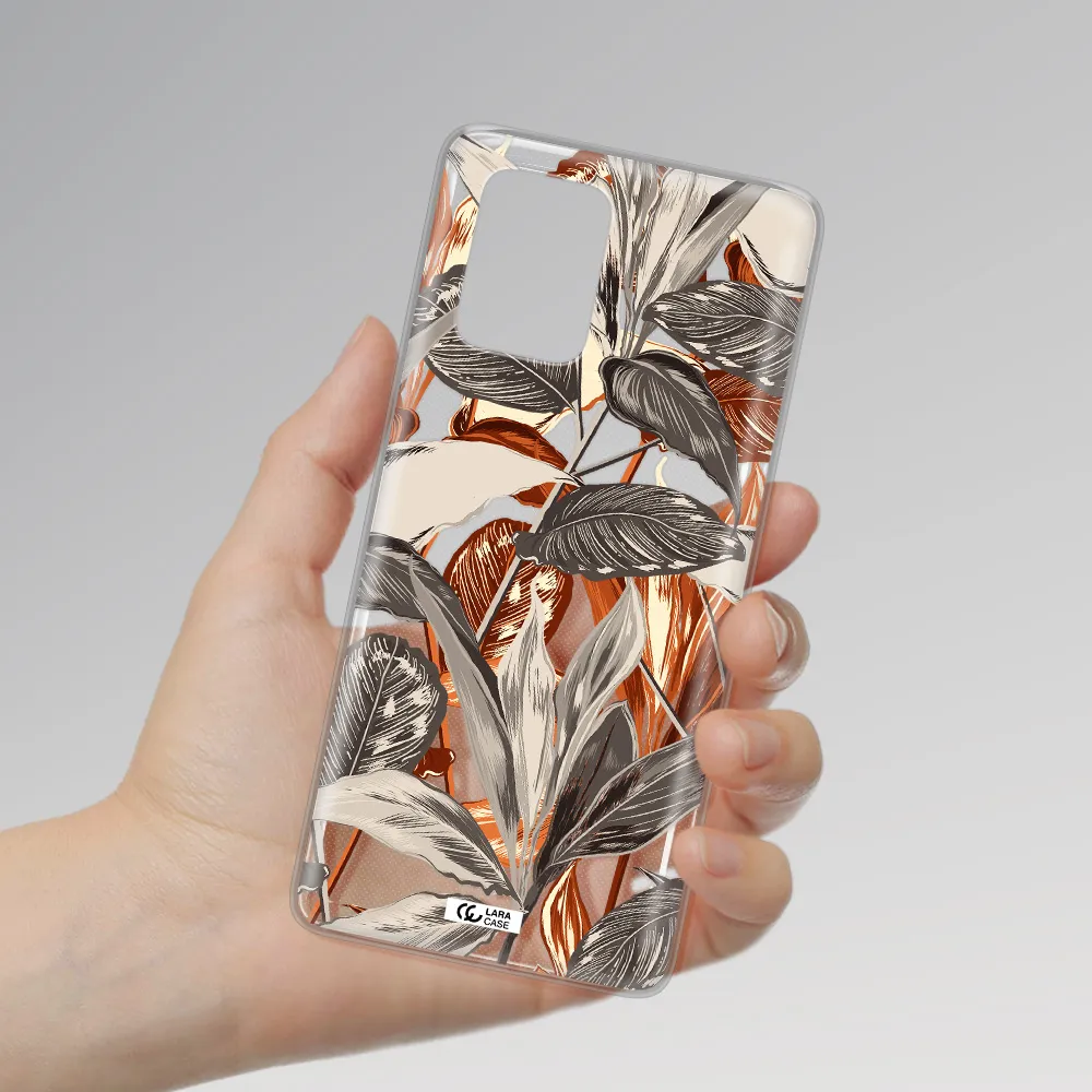 Brown Tropical Leaves Samsung S10 Lite Clear TPU Case