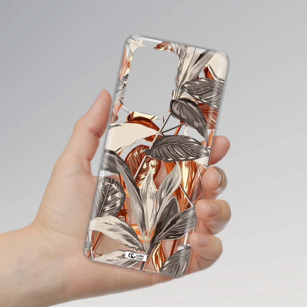 Brown Tropical Leaves Samsung S20 Ultra Clear TPU Case
