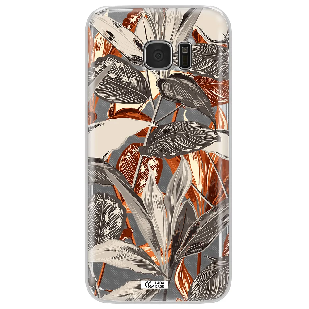 Brown Tropical Leaves Samsung S7 Edge Clear TPU Case