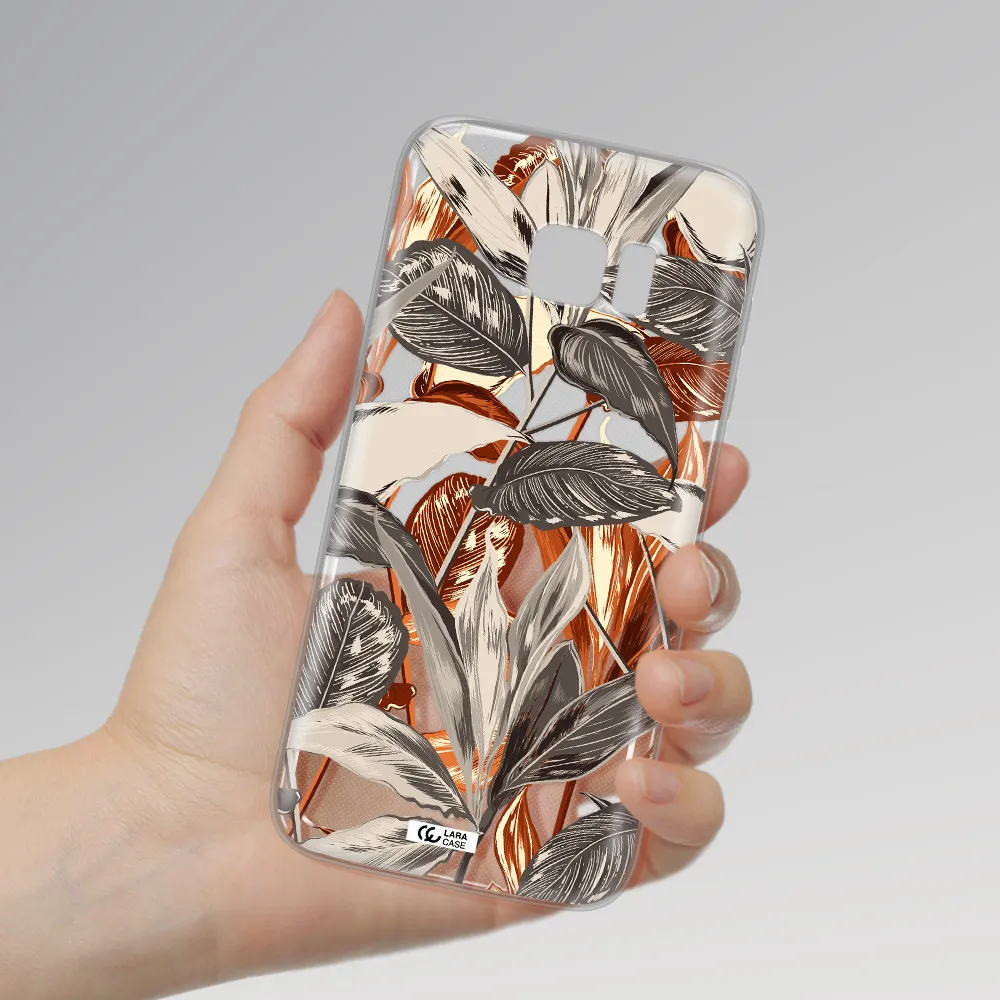 Brown Tropical Leaves Samsung S7 Edge Clear TPU Case