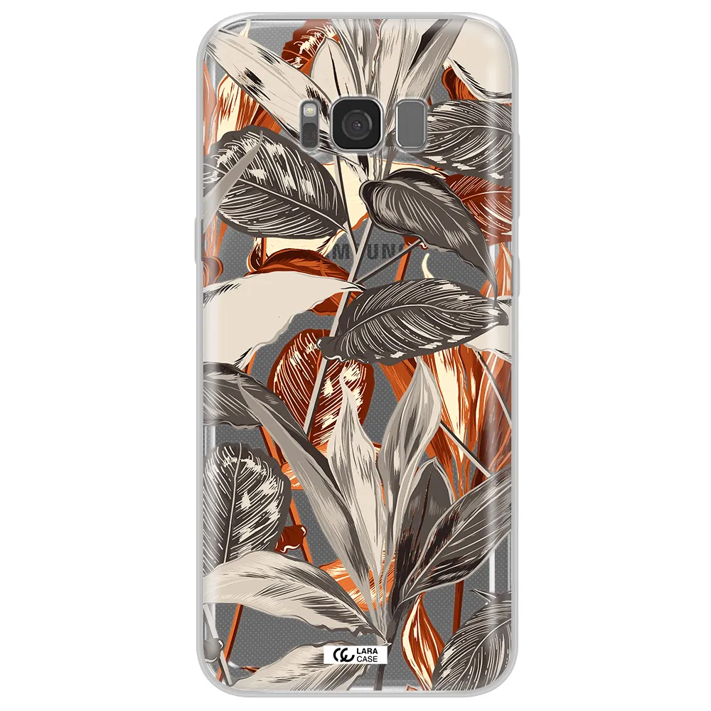 Brown Tropical Leaves Samsung S8 Clear TPU Case