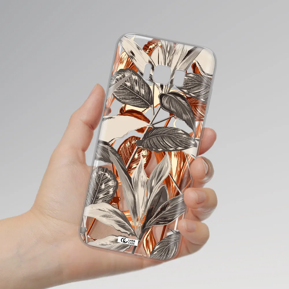 Brown Tropical Leaves Samsung S8 Plus Clear TPU Case