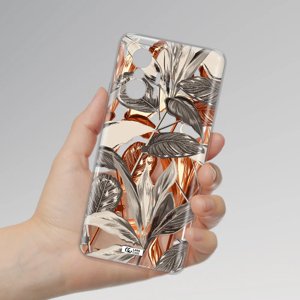 Brown Tropical Leaves Xiaomi 11T Clear Tpu Case