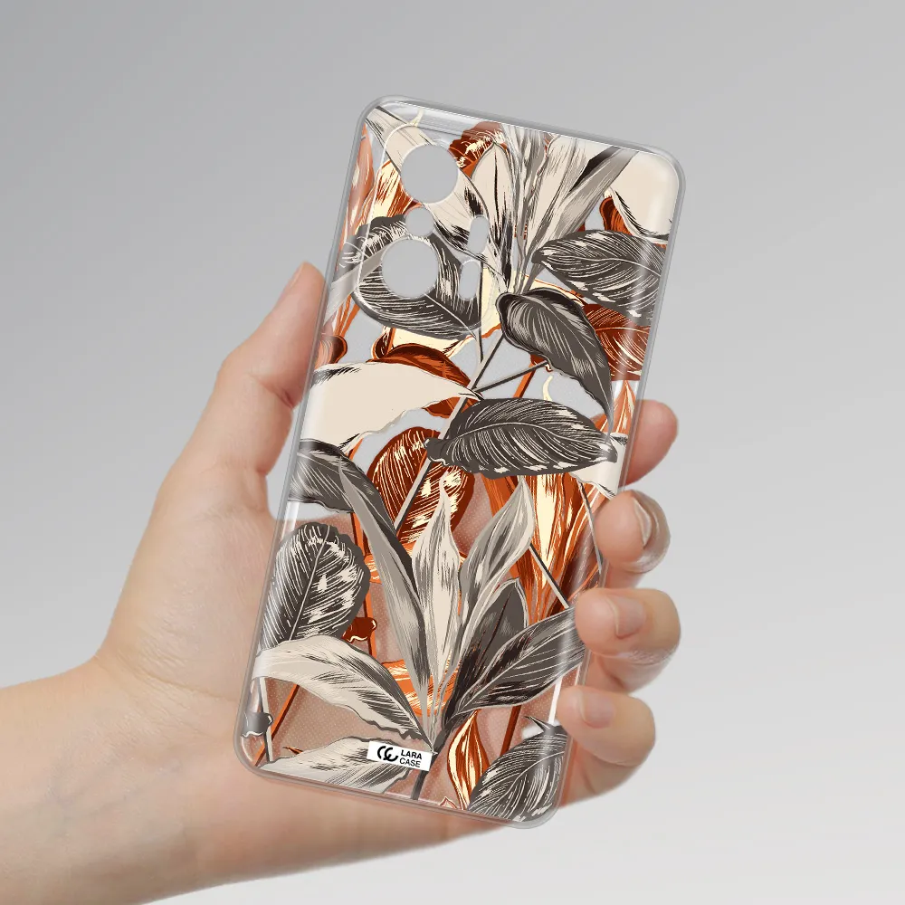 Brown Tropical Leaves Xiaomi 11T Pro Clear Tpu Case