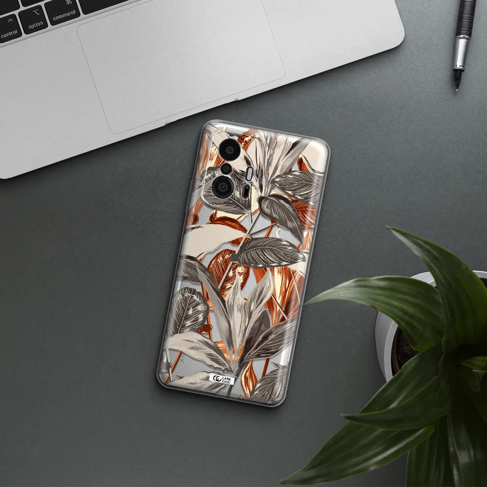 Brown Tropical Leaves Xiaomi 11T Pro Clear Tpu Case