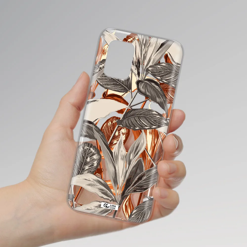 Brown Tropical Leaves Xiaomi Mi 10 Lite Clear TPU Case