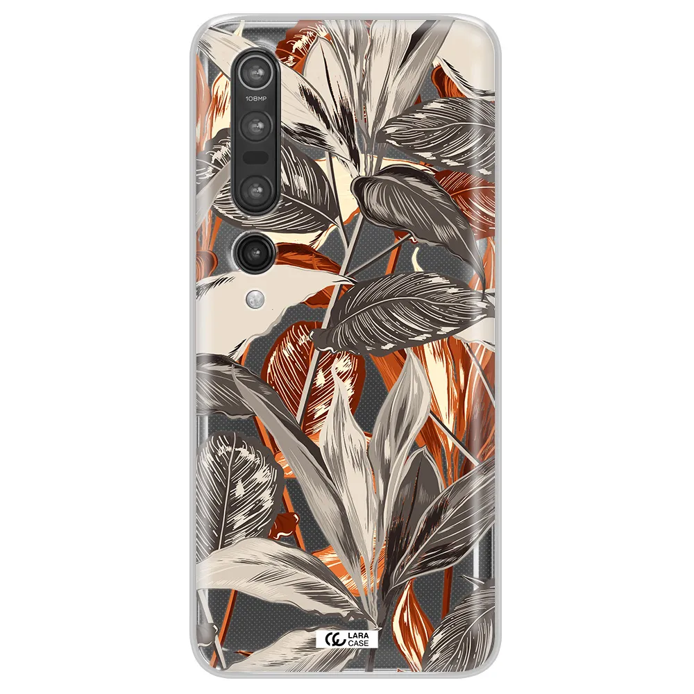 Brown Tropical Leaves Xiaomi Mi 10 Pro Clear TPU Case
