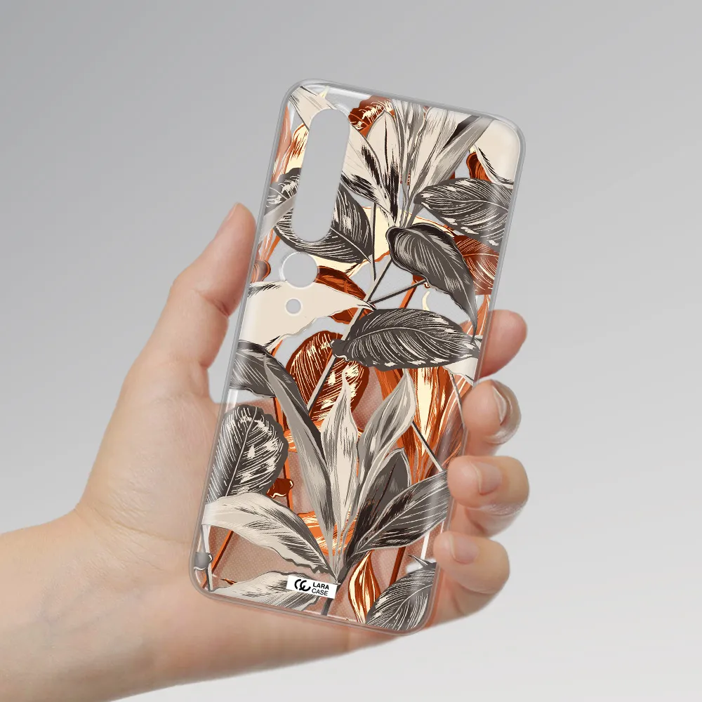 Brown Tropical Leaves Xiaomi Mi 10 Pro Clear TPU Case