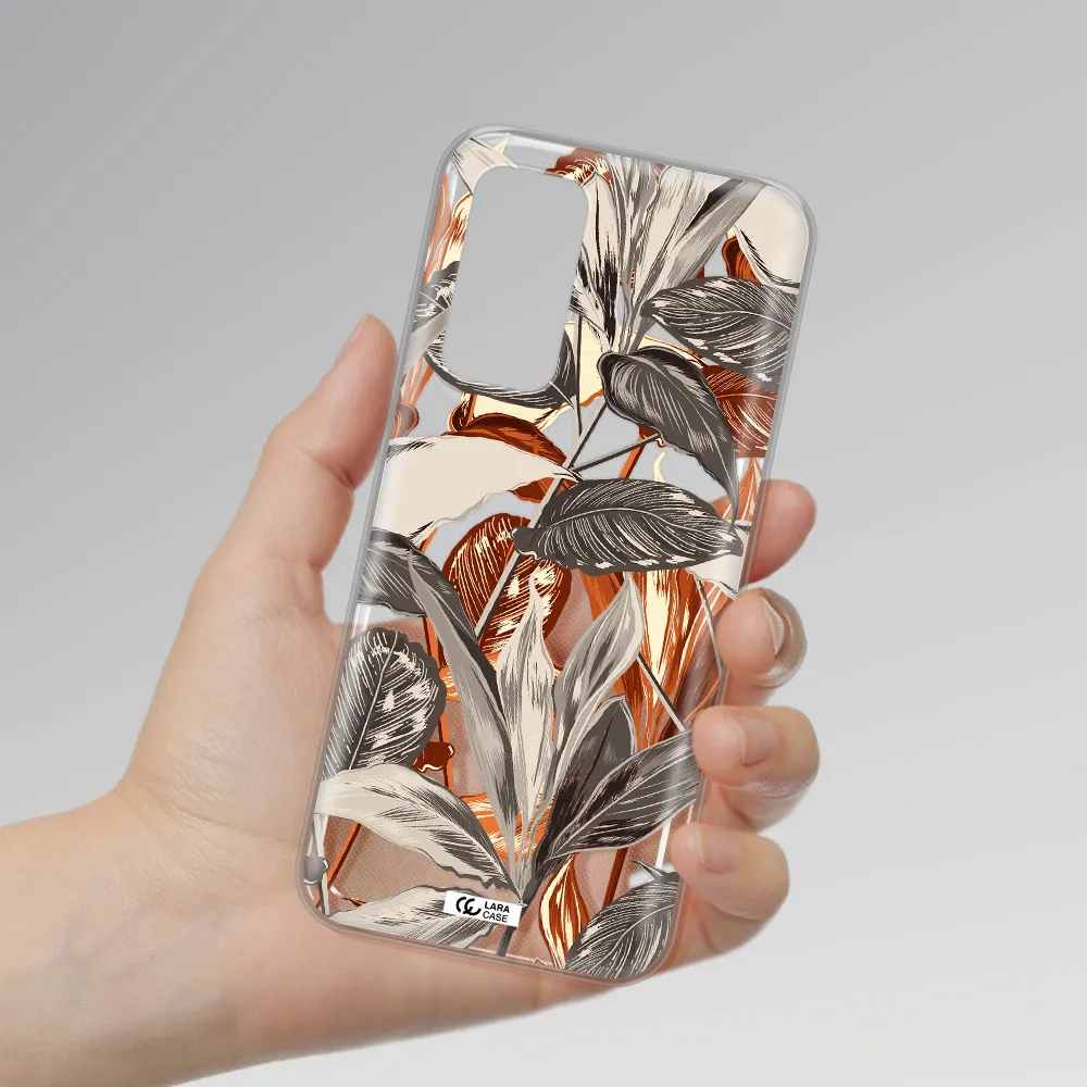 Brown Tropical Leaves Xiaomi Mi 10T Clear TPU Case