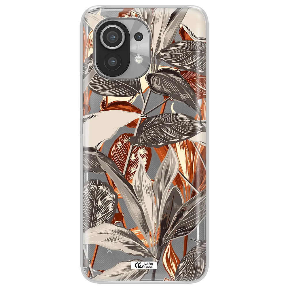 Brown Tropical Leaves Xiaomi Mi 11 Clear TPU Case