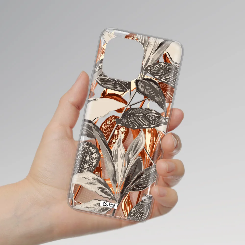 Brown Tropical Leaves Xiaomi Mi 11 Clear TPU Case