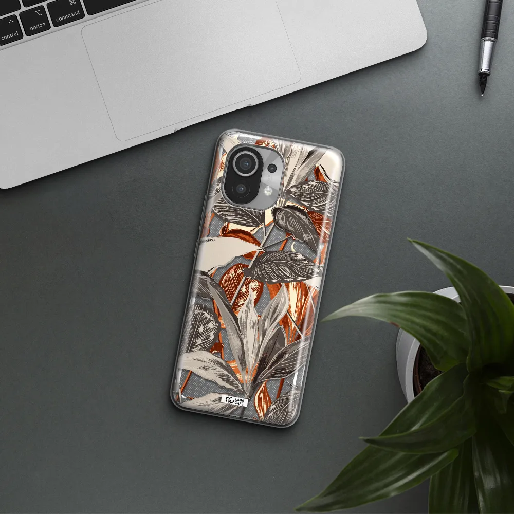 Brown Tropical Leaves Xiaomi Mi 11 Clear TPU Case