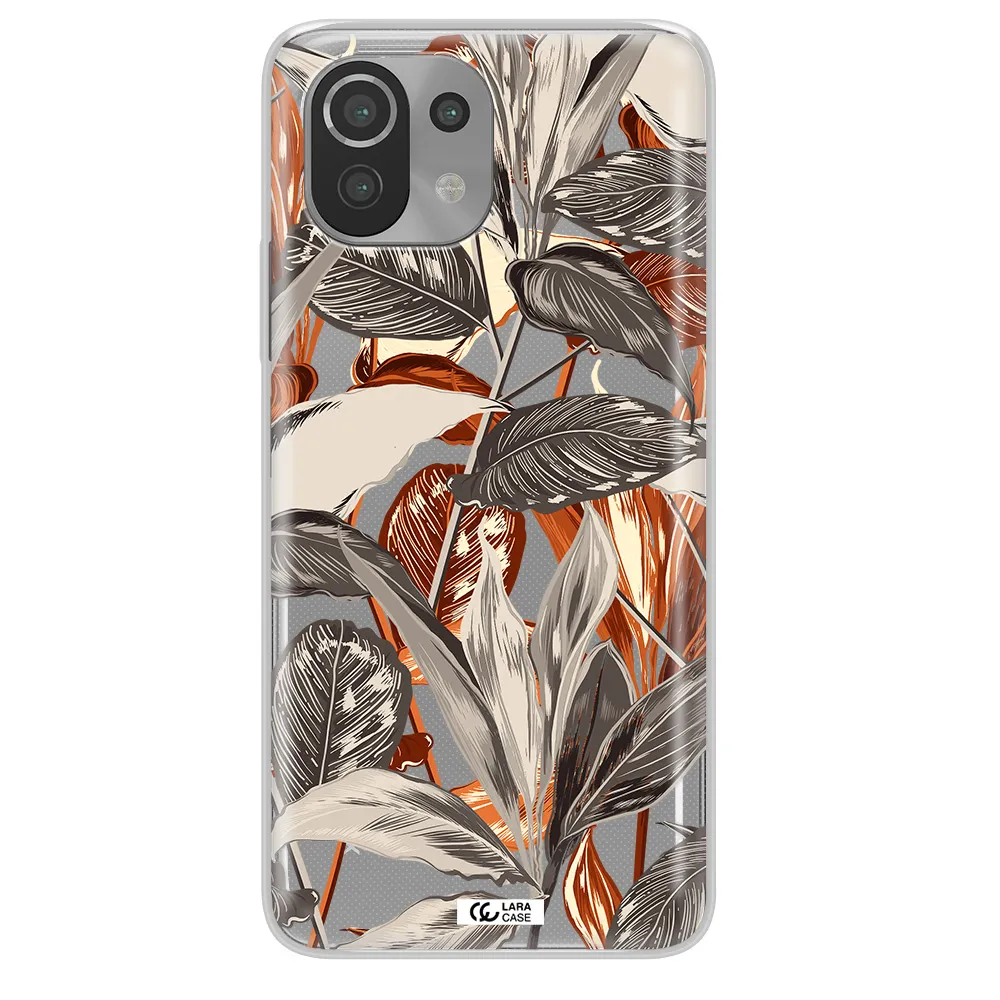 Brown Tropical Leaves Xiaomi Mi 11 Lite Clear TPU Case