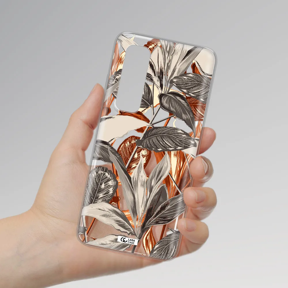 Brown Tropical Leaves Xiaomi Mi Note 10 Lite Clear TPU Case