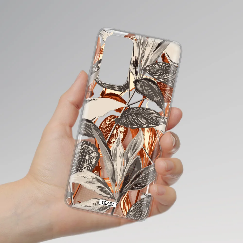Brown Tropical Leaves Xiaomi Note 10 Pro Clear TPU Case