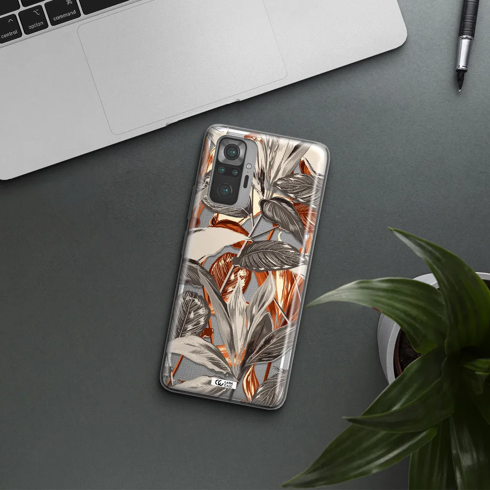 Brown Tropical Leaves Xiaomi Note 10 Pro Clear TPU Case
