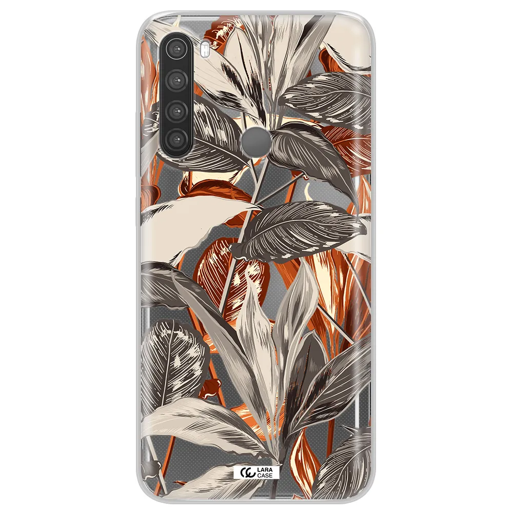 Brown Tropical Leaves Xiaomi Note 8 Clear TPU Case