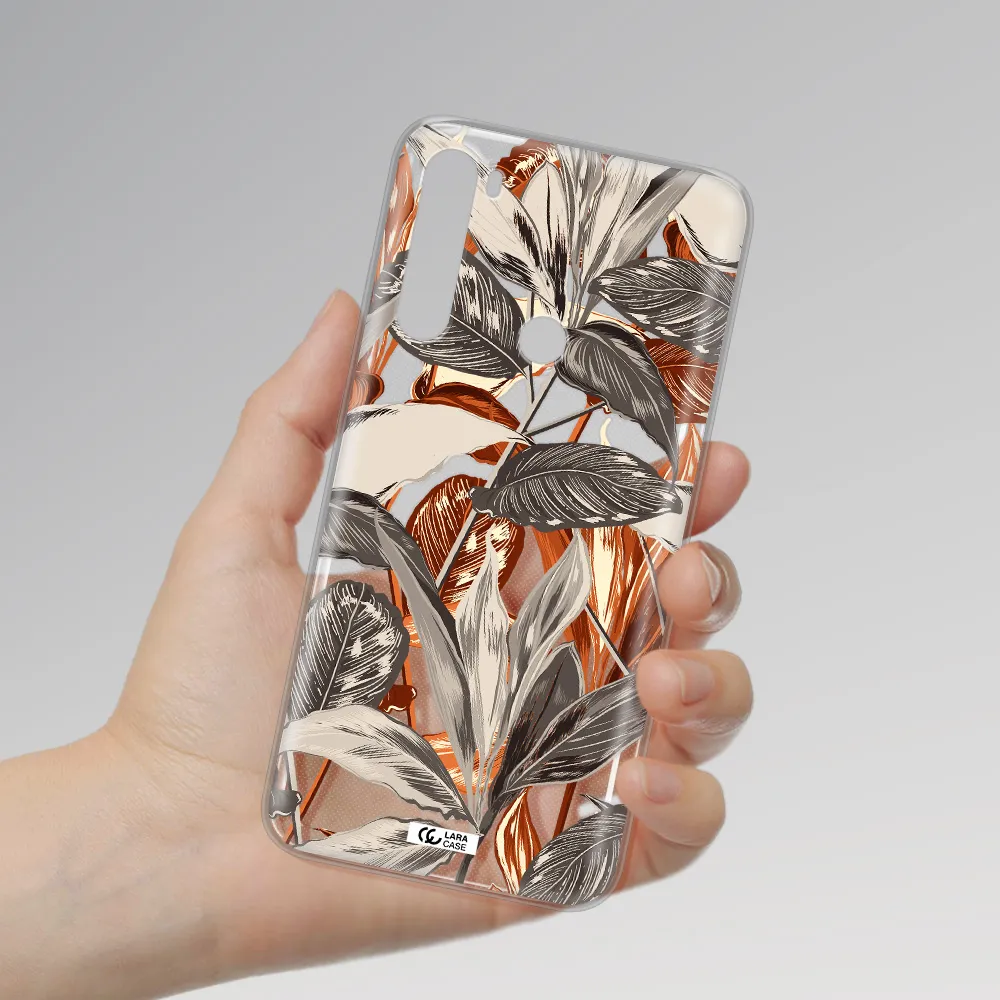 Brown Tropical Leaves Xiaomi Note 8 Clear TPU Case