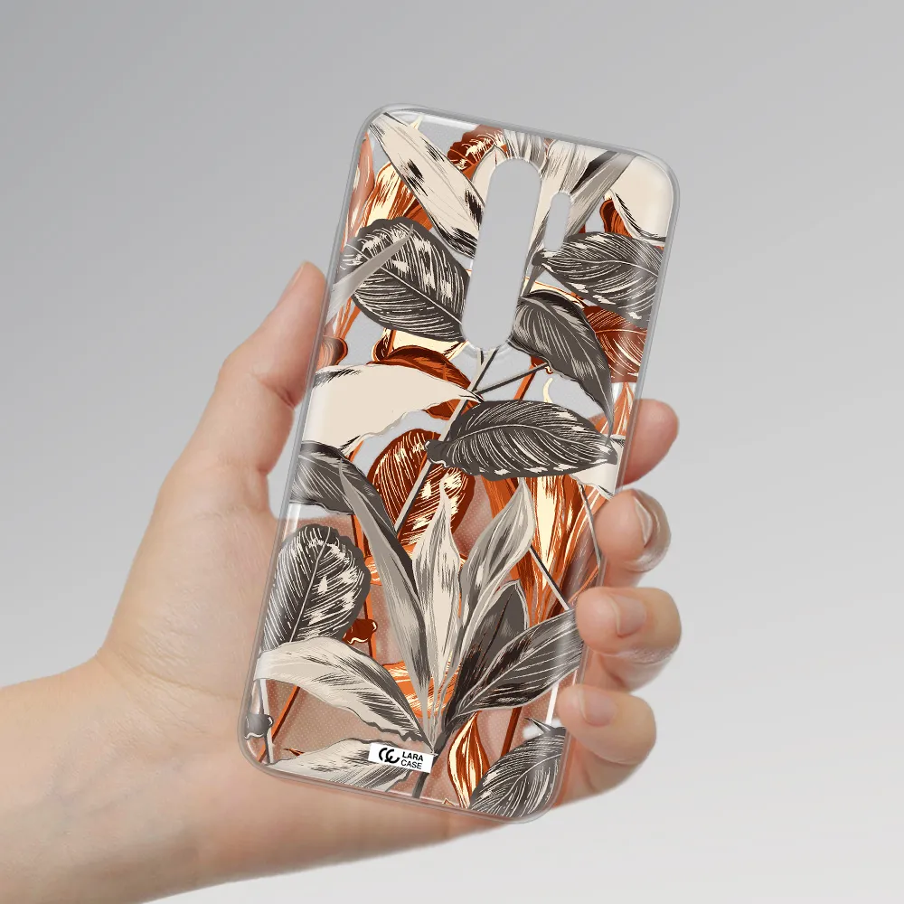 Brown Tropical Leaves Xiaomi Note 8 Pro Clear TPU Case