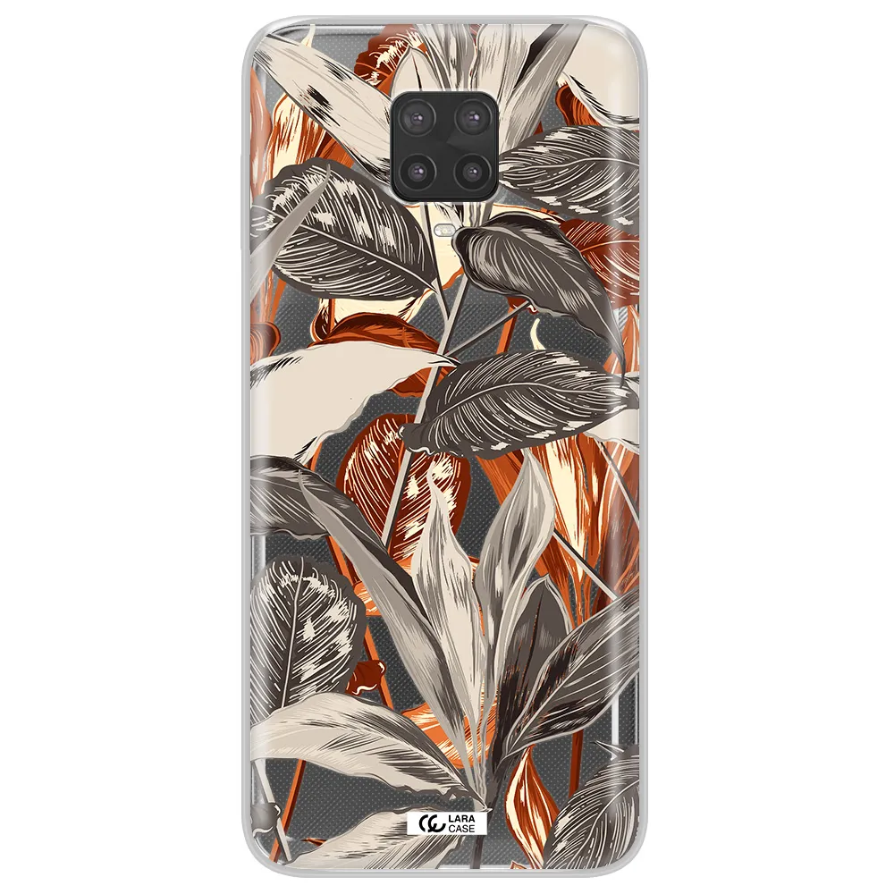 Brown Tropical Leaves Xiaomi Note 9 Pro Clear TPU Case