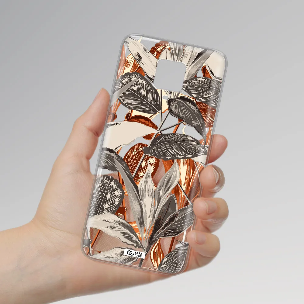 Brown Tropical Leaves Xiaomi Note 9 Pro Clear TPU Case