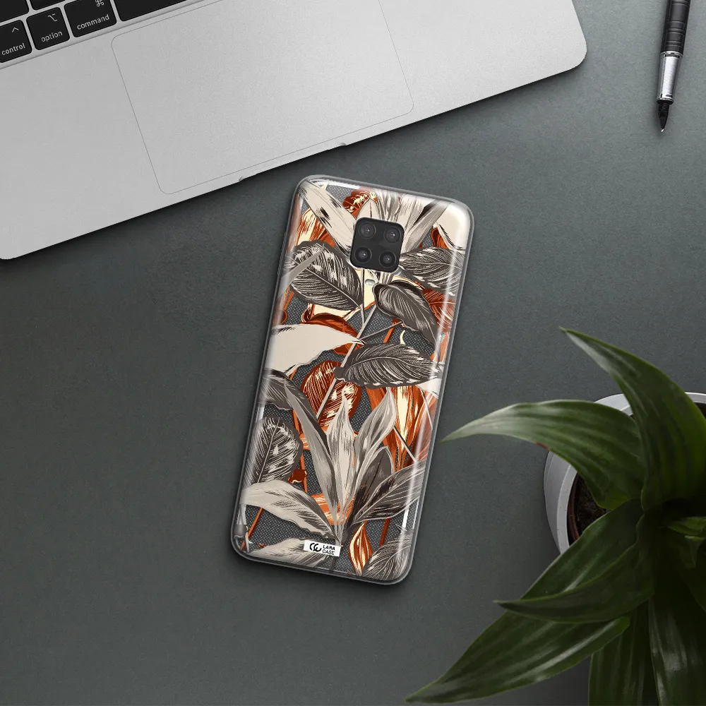 Brown Tropical Leaves Xiaomi Note 9 Pro Clear TPU Case