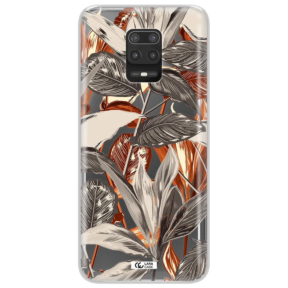 Brown Tropical Leaves Xiaomi Note 9S Clear TPU Case