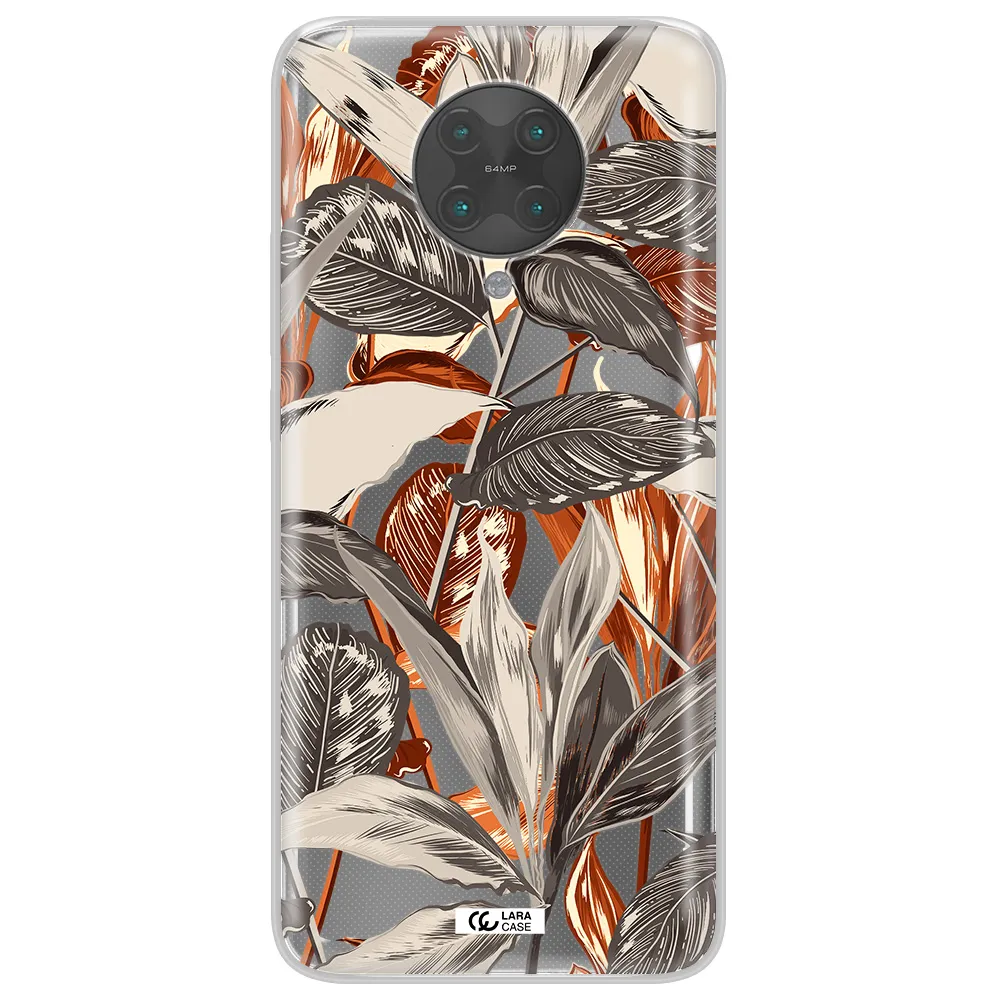Brown Tropical Leaves Xiaomi Poco F2 Pro Clear TPU Case