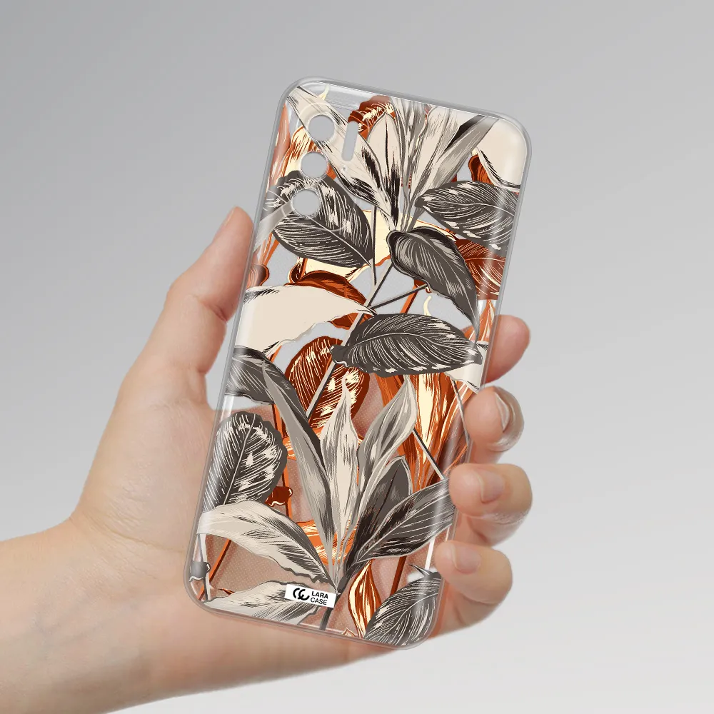 Brown Tropical Leaves Xiaomi Poco M4 Pro 5G Clear Tpu Case
