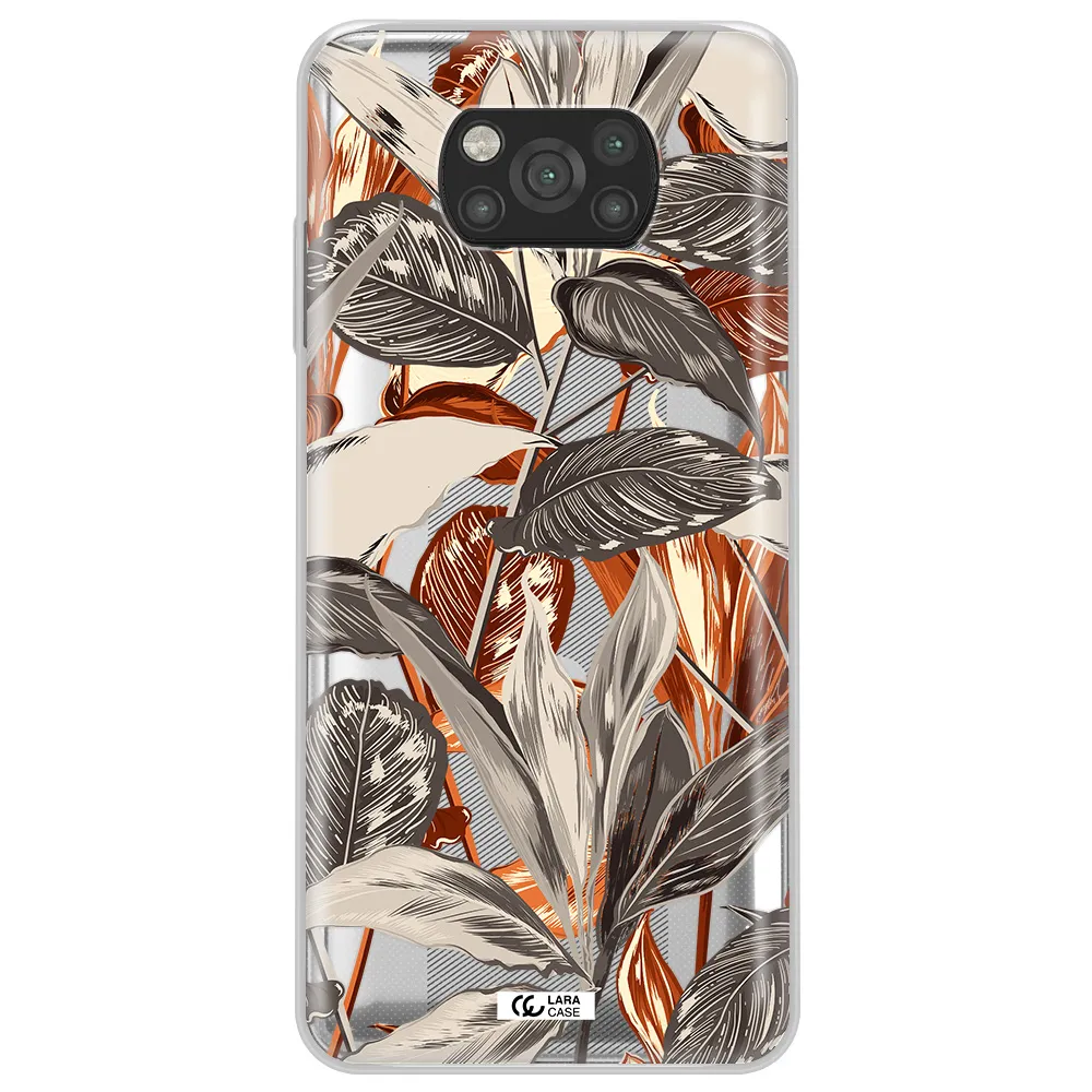 Brown Tropical Leaves Xiaomi Poco X3 Clear TPU Case