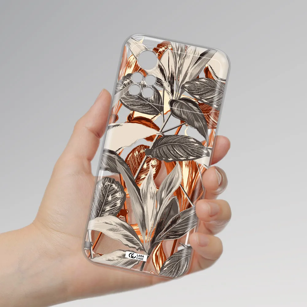 Brown Tropical Leaves Xiaomi Poco X4 Pro Clear TPU Case