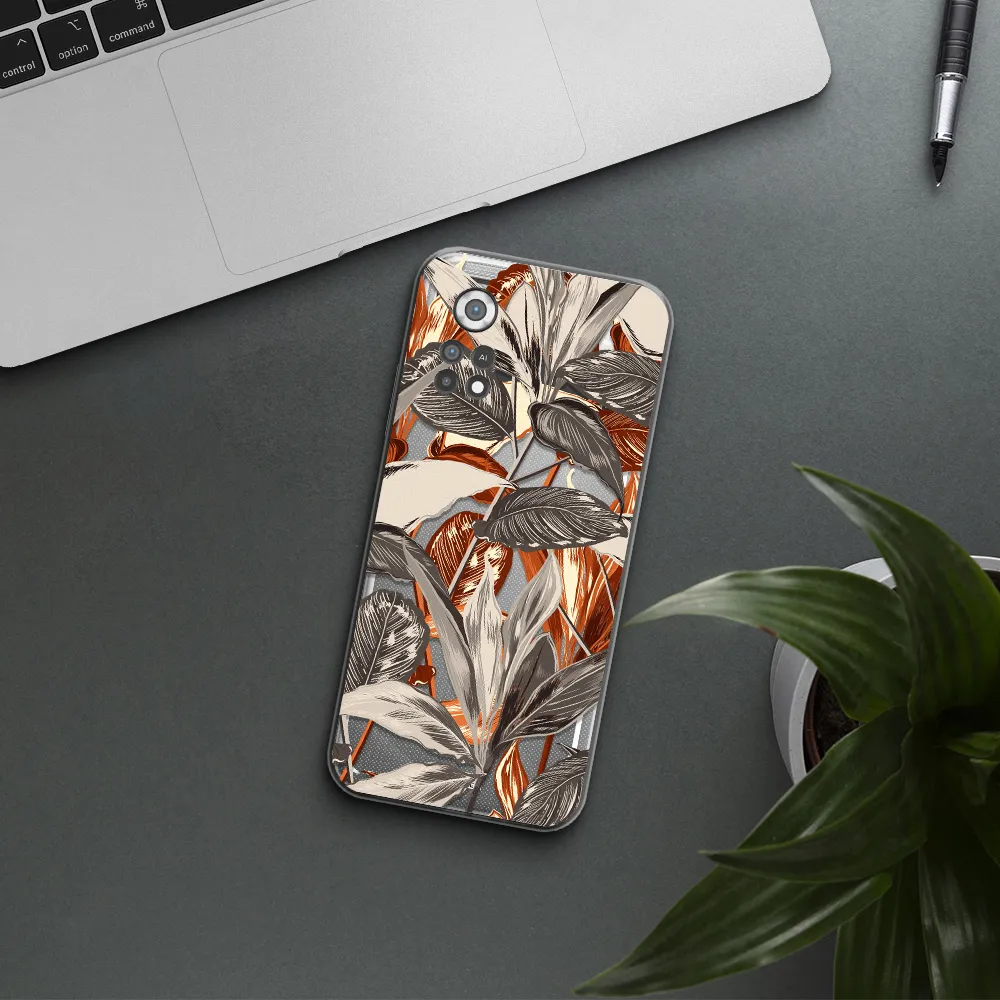 Brown Tropical Leaves Xiaomi Poco X4 Pro Clear TPU Case