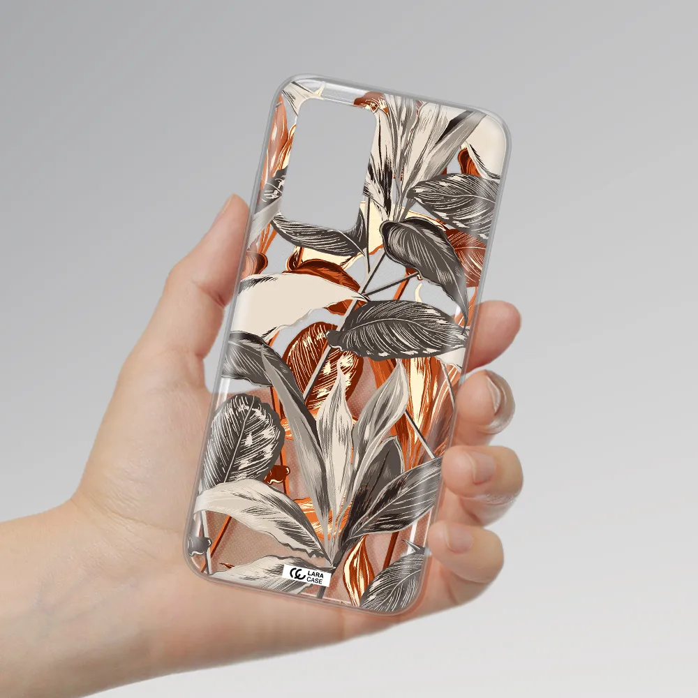 Brown Tropical Leaves Xiaomi Redmi 10 Clear TPU Case
