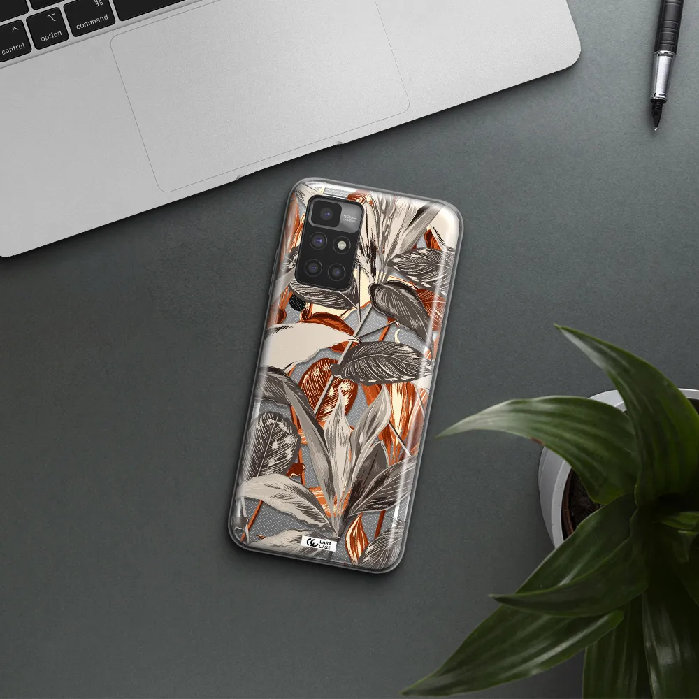 Brown Tropical Leaves Xiaomi Redmi 10 Clear TPU Case