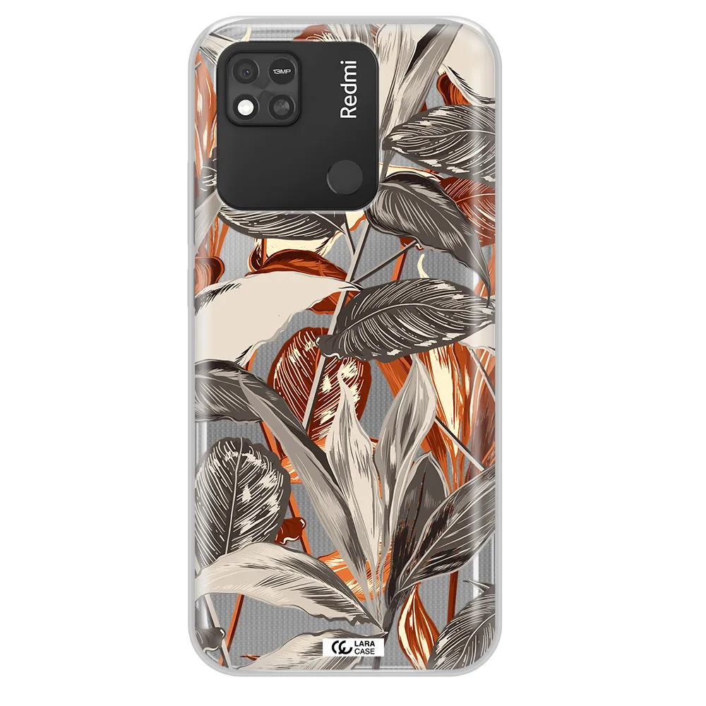 Brown Tropical Leaves Xiaomi Redmi 10A Clear TPU Case