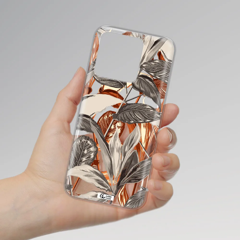 Brown Tropical Leaves Xiaomi Redmi 10A Clear TPU Case