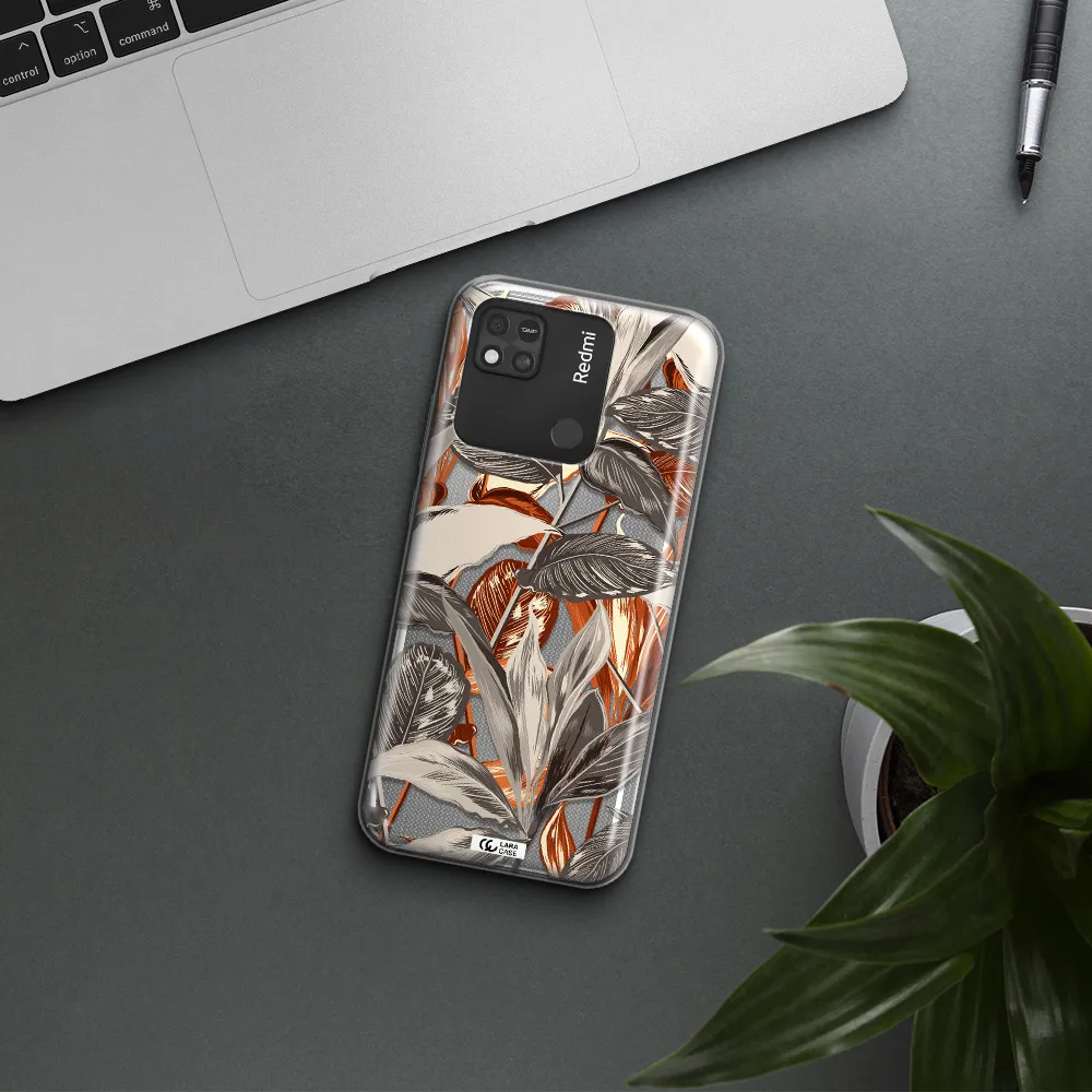 Brown Tropical Leaves Xiaomi Redmi 10A Clear TPU Case
