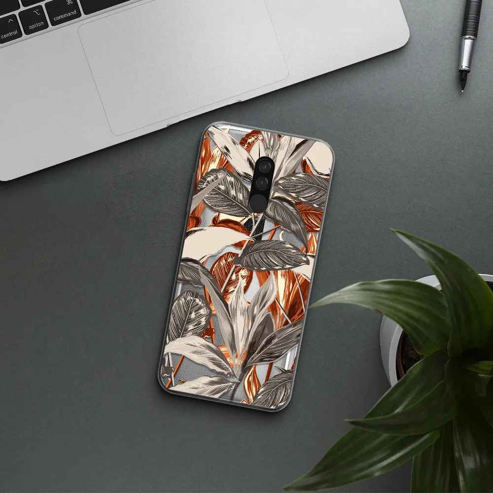 Brown Tropical Leaves Xiaomi Redmi 8 Clear Tpu Case