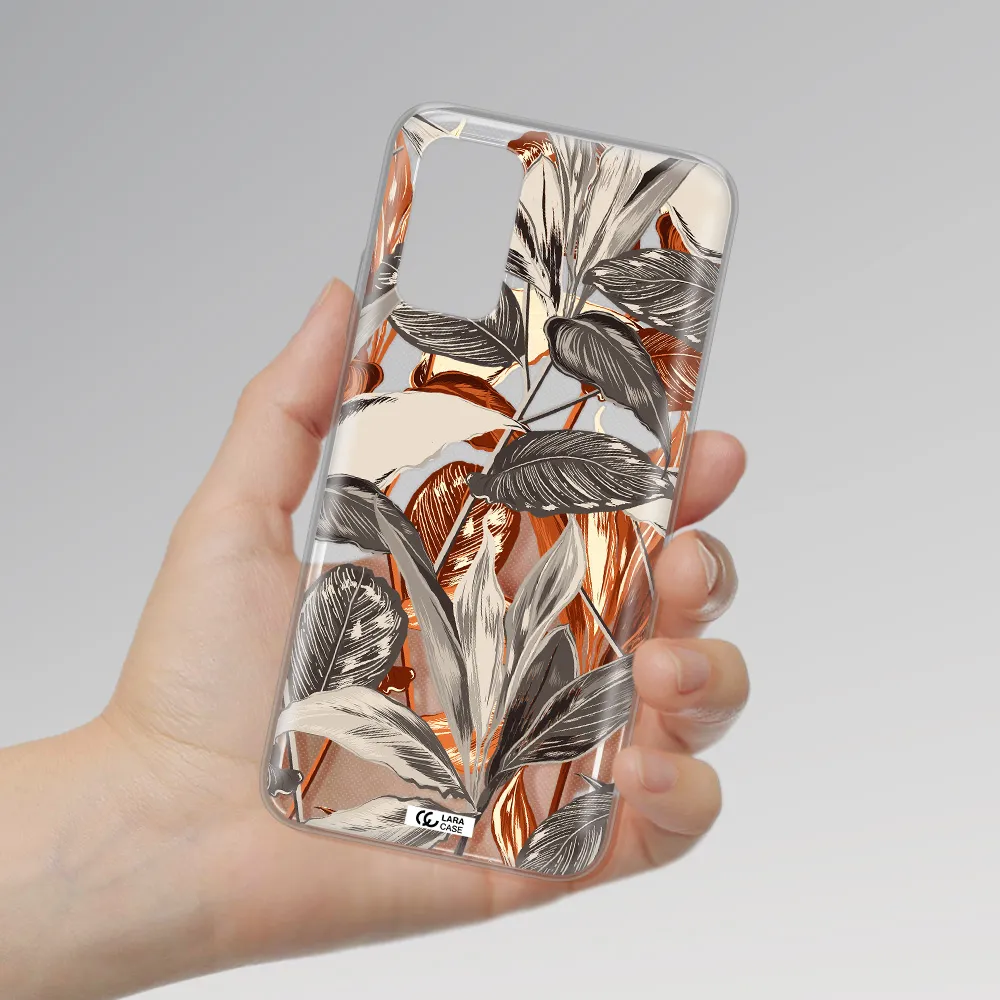 Brown Tropical Leaves Xiaomi Redmi 9T Clear TPU Case