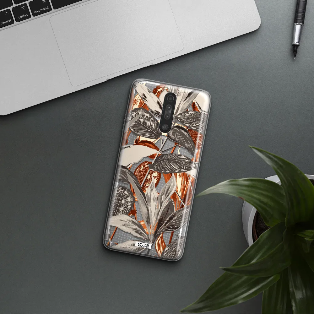 Brown Tropical Leaves Xiaomi Redmi K30 Clear TPU Case