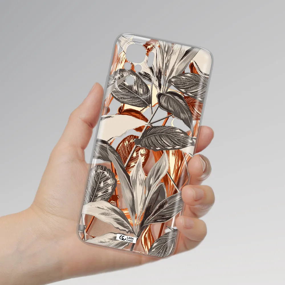 Brown Tropical Leaves Xiaomi Redmi Note 10S Clear Tpu Case
