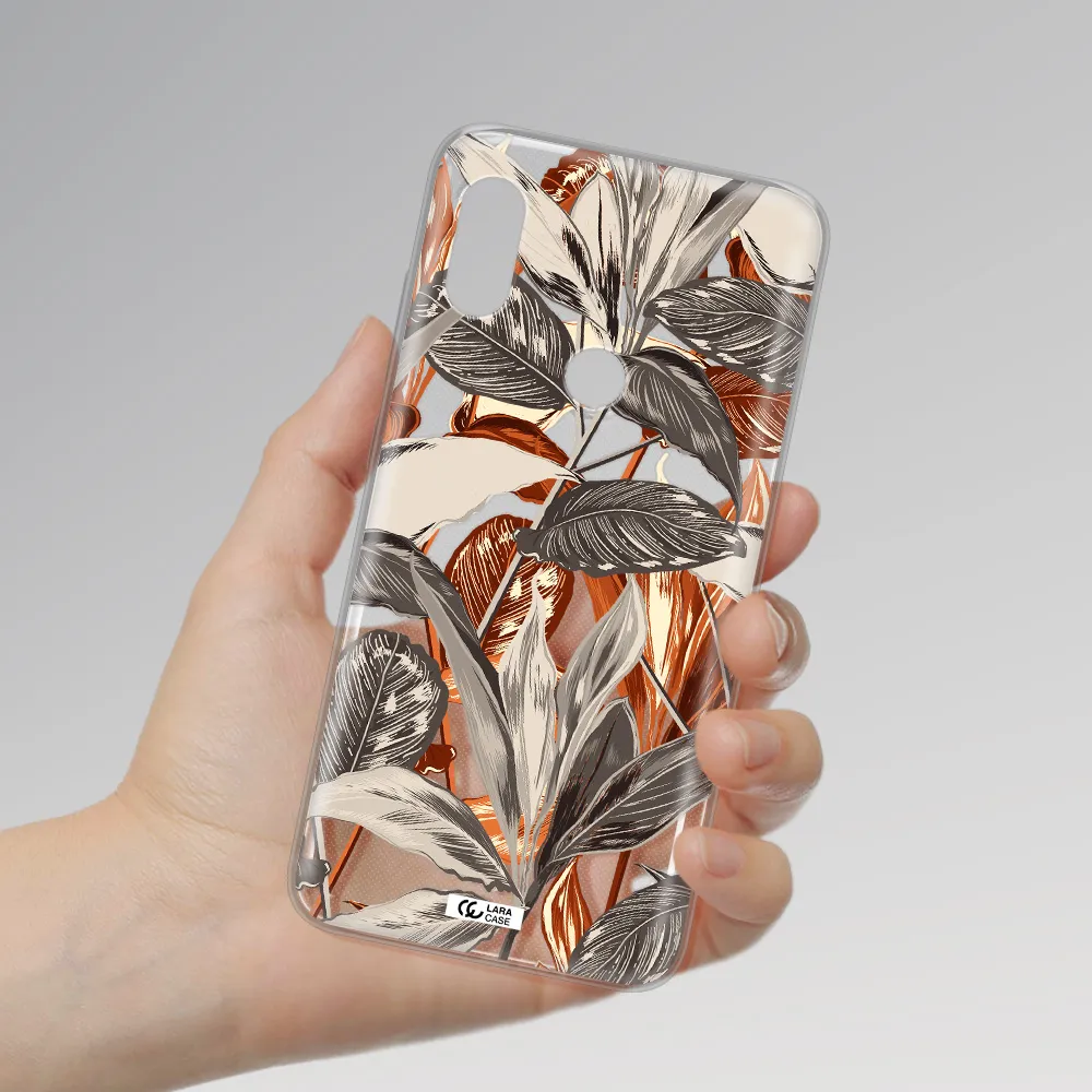 Brown Tropical Leaves Xiaomi Redmi Note 6 Pro Clear TPU Case