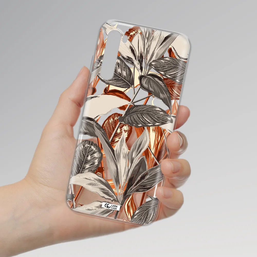 Brown Tropical Leaves Xiaomi Redmi Note 8T Clear Tpu Case