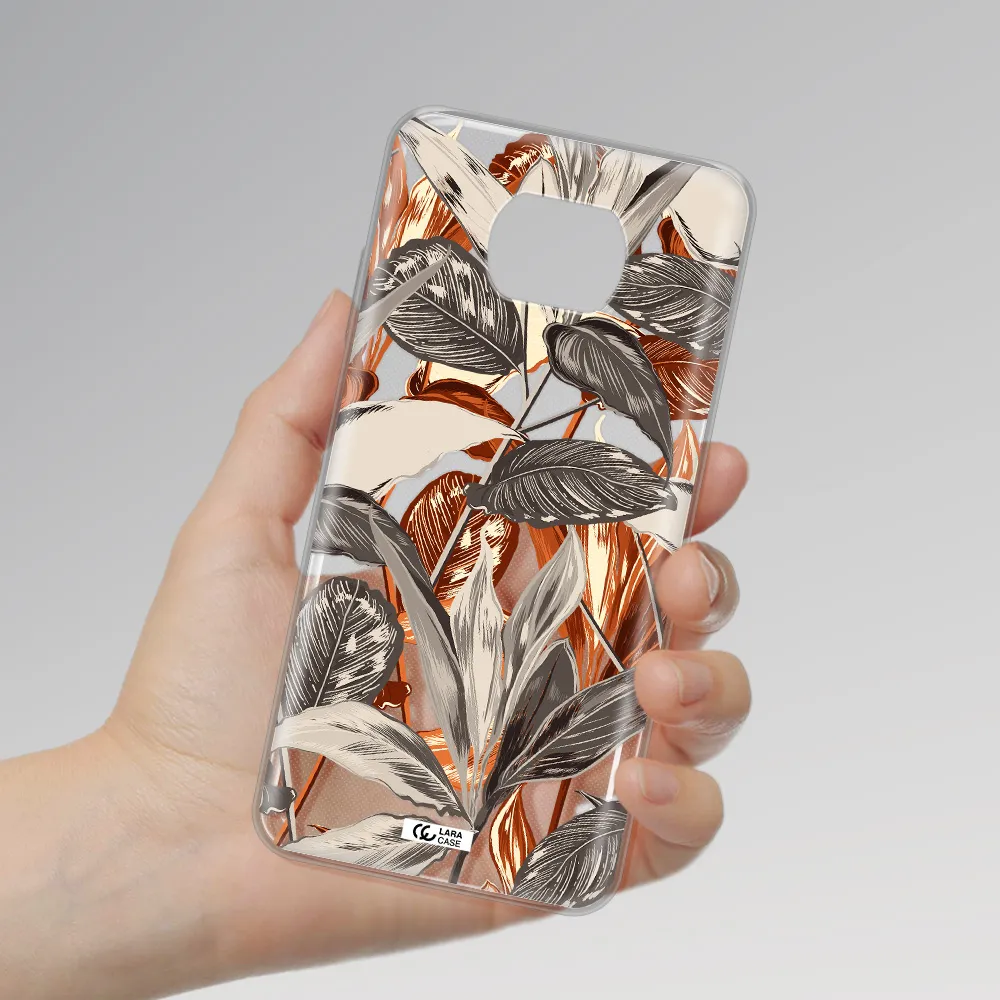 Brown Tropical Leaves Xiaomi Redmi Note 9T Clear Tpu Case