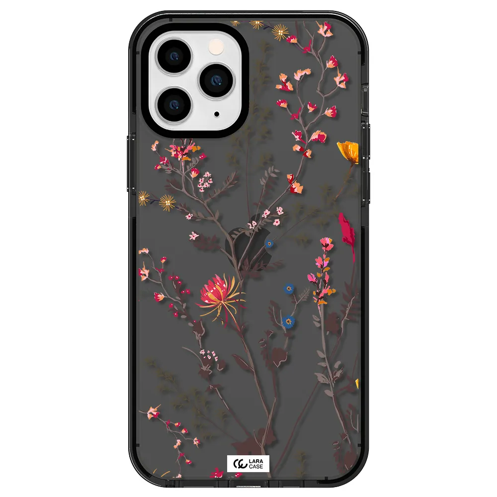 Miniature Flower Apple iPhone 11 pro impact Smoke Black Case