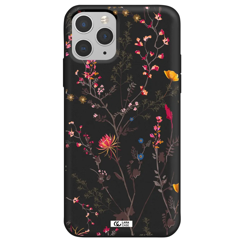 Miniature Flower Apple iPhone 11 pro max Silicone black Case
